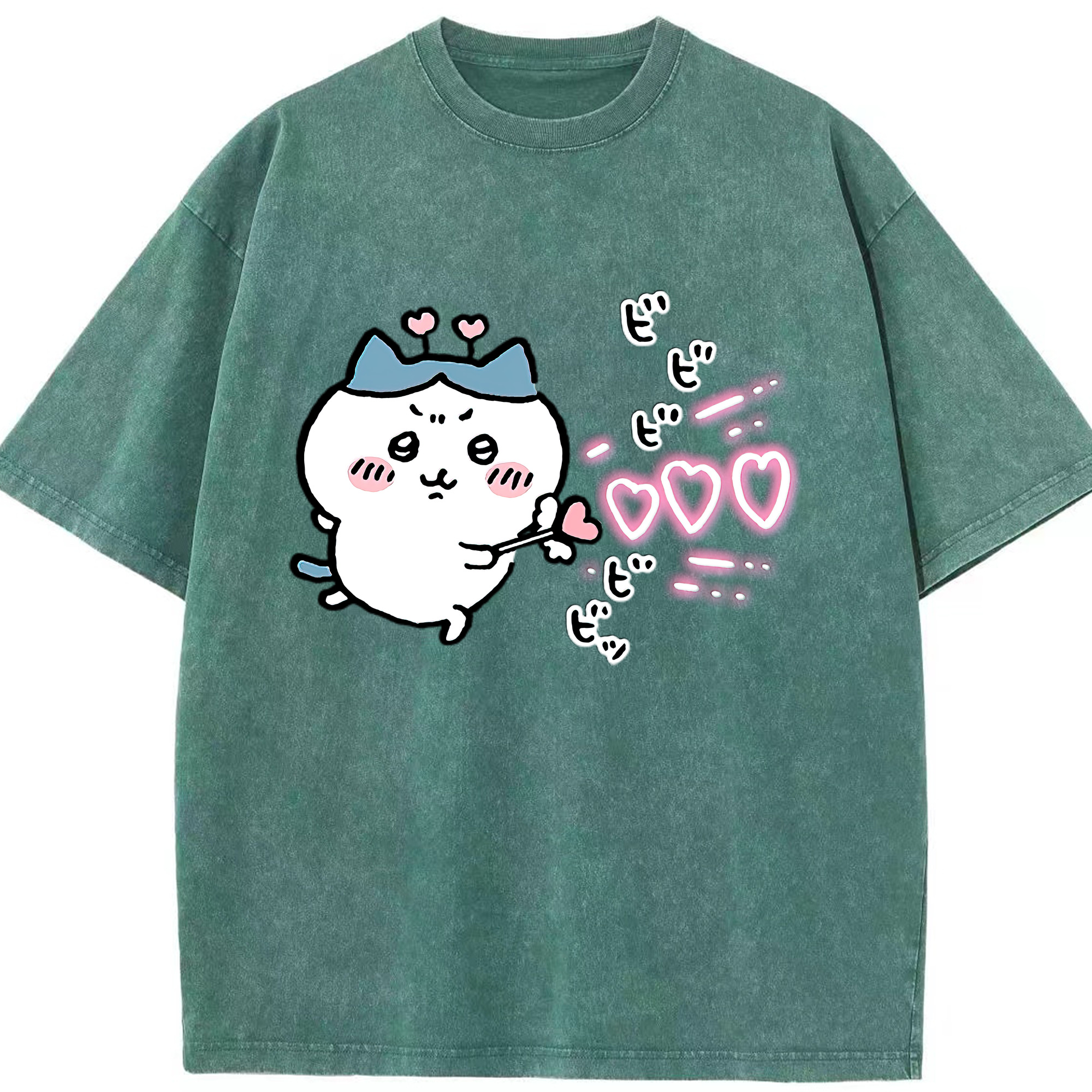 （画像用） ちいかわ ハチワレ Chii-kawa hachiware 綿100% ヴィンテージ風 半袖Tシャツ（フロントプリント）